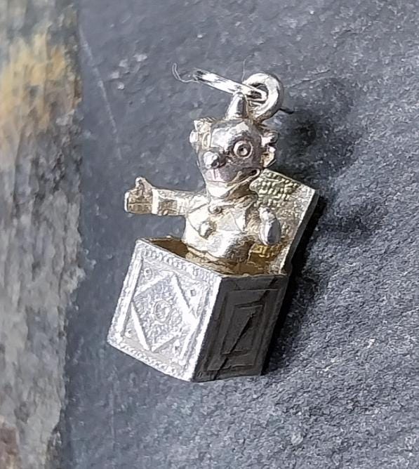 Sterling Silver Jack in a Box Toy Charm for Bracelet or Pendant - 2g