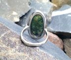 Vintage SILVER Moss Agate RING Dendritic Stone - uk size O (us 7) - 6.8g