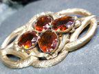 Large Antique VICTORIAN Lovers Knot BROOCH - Brandy Citrine Gemstones 16.7g