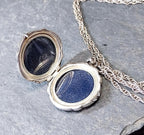 Vintage Georg Jensen SILVER LOCKET Necklace - Unusual Circle with 2 flowers on 16" Chain - 7g