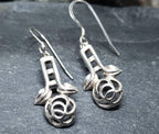 Kit Heath Sterling Silver Dangle Earrings - Rose Drop - 3.2g