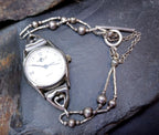 Vintage Sterling Silver Silver Moon WATCH - Bead Link bracelet Strap 18cm - 17.7g