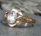 9ct GOLD Ring with Purple Lilac Amethyst  Size uk O (us 7) - 1.4g