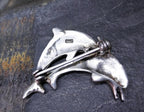 Vintage Sterling Silver Dolphin BROOCH  - Pin 5.9g
