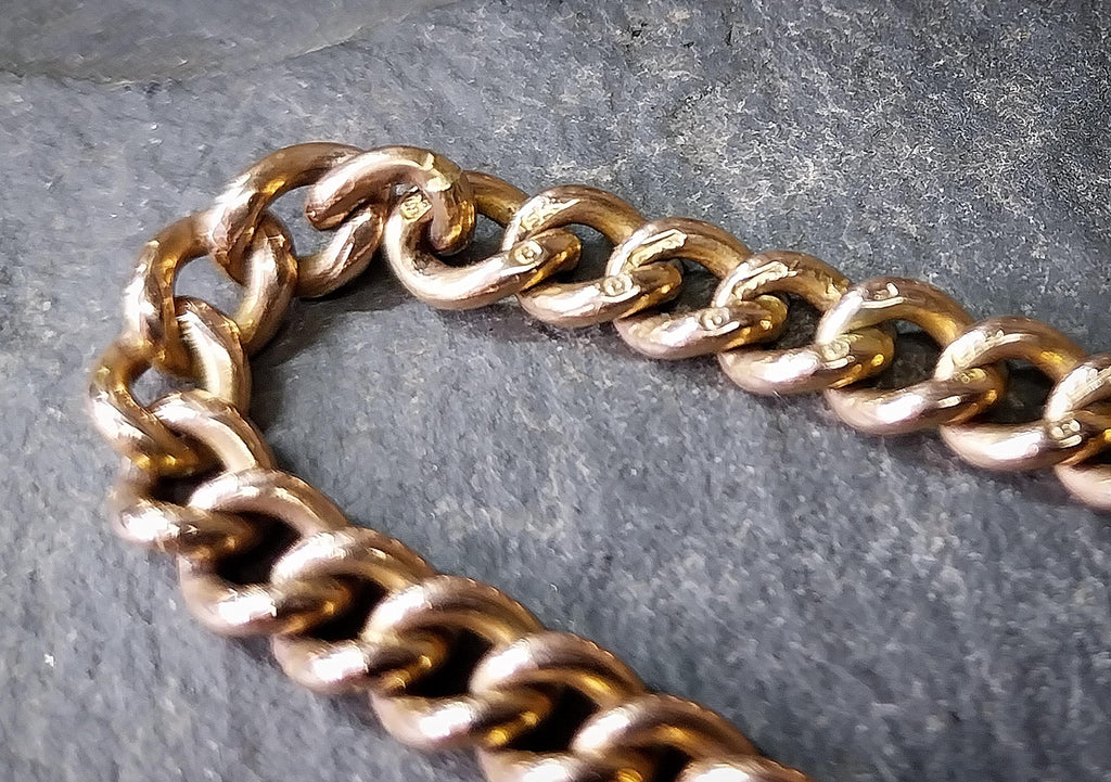 Georg Jensen 9ct Rose GOLD Bracelet & Engraved Heart Padlock Clasp c1966 - 19.4g