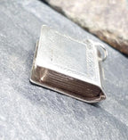 Vintage SILVER BIBLE BOOK Bracelet Charm - Opening Pendant Locket - 2g