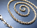Vintage 9ct GOLD Rolo Belcher Triple Link Chain Necklace, 18" - 6.6g