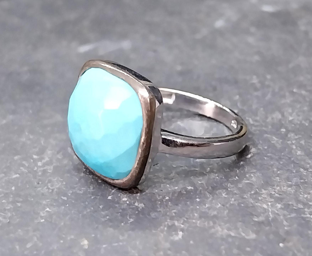 Vintage Sterling SILVER Turquoise Ring - Size uk N (us 7) - 4g