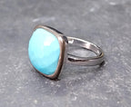 Vintage Sterling SILVER Turquoise Ring - Size uk N (us 7) - 4g