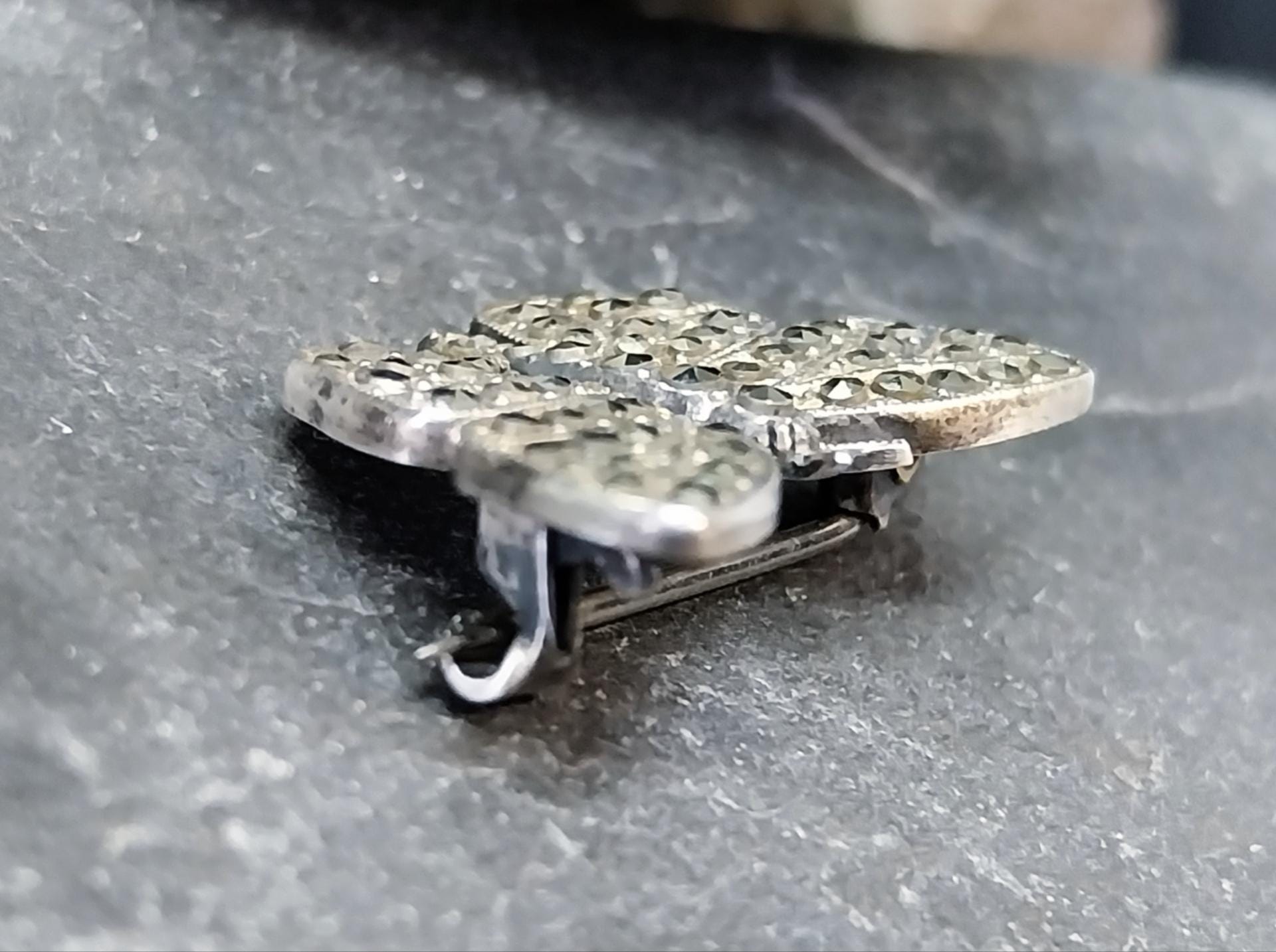 Vintage Silver BUTTERFLY Brooch - with Marcasite Stones - 3.7g