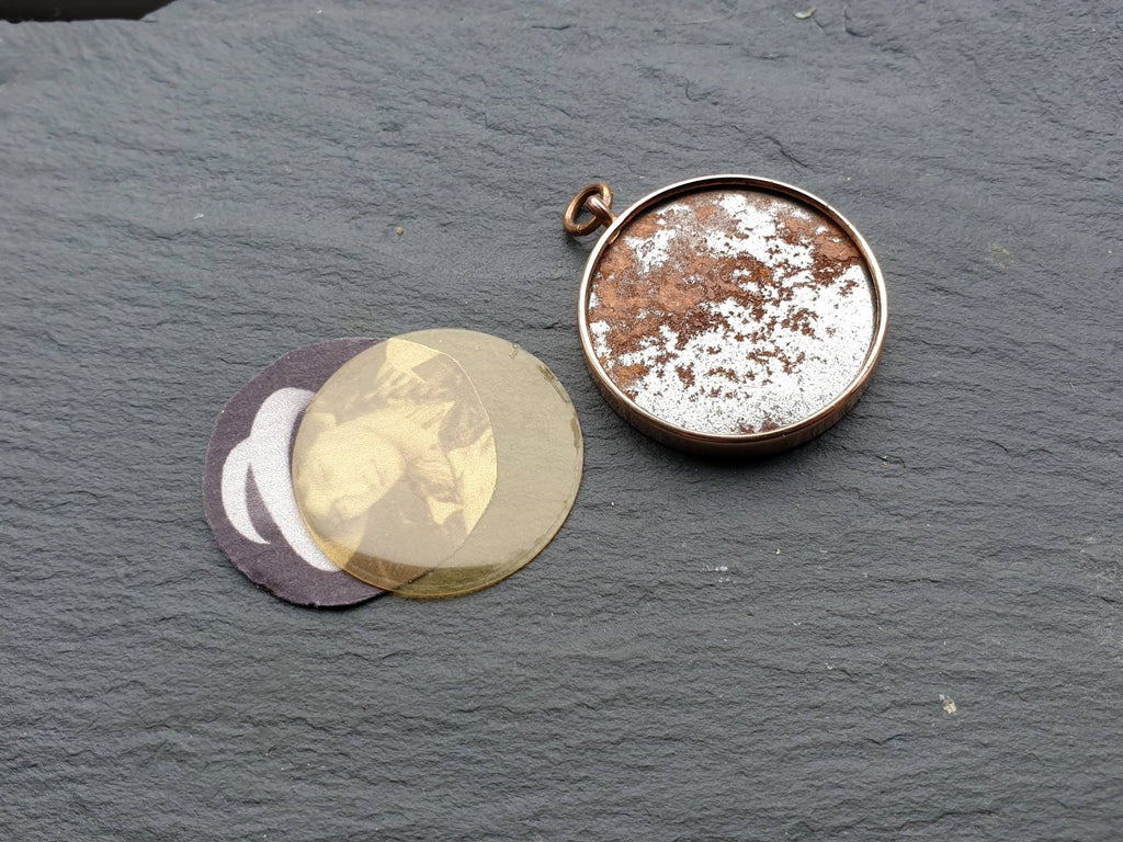 Victorian Photo Locket PENDANT - FOB - Pinchbeck Rose Gold on 18"chain - 8.2g