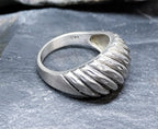 Vintage Sterling Silver Weave Dome RING - Size uk N 1/2 ( us 7) - 4.3g