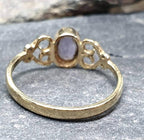 9ct GOLD CELTIC Heart KNOT Ring - Amethyst Gemstone - uk size M (us 6) - 1.4g