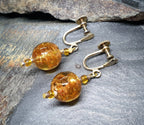 Antique EARRINGS Amber Murano Style Dangly - Screw Backs - 6.3g
