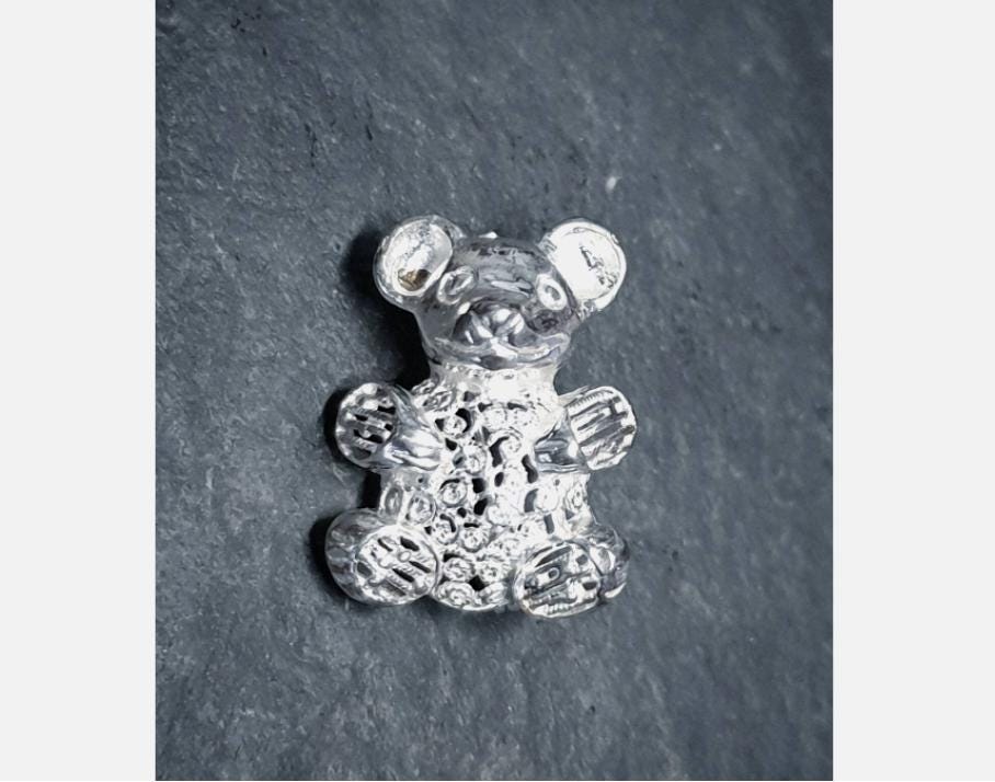 Vintage SILVER TEDDY BEAR Brooch - Sterling 3.5g
