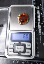 Antique Pinchbeck BROOCH with Brandy Orange Gemstone - 6g