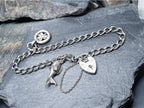 Vintage Sterling SILVER CHARM BRACELET with 2 Charms shamrock - 10.6g