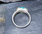 Vintage Sterling SILVER Malachite Green AGATE Ring - Size uk O (us 7) - 5.4g