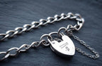 Vintage SILVER LINK BRACELET with Padlock Lock Clasp c 1977 - 18cm - 6.6g