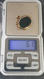 Antique 9ct GOLD BLOODSTONE & CARNELIAN Fob Pendant - Spinner - Hallmarked c.1835 - 6.1g
