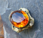 Antique Pinchbeck BROOCH with Brandy Orange Gemstone - 6g