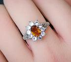 Vintage Art Deco 9ct Gold Ring Cognac Citrine - Size uk 0 1/2 (us 7.5) - 2.8g