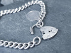 Vintage SILVER LINK BRACELET with 1885 3 Pence Coin Charm 17cm - 19.1g