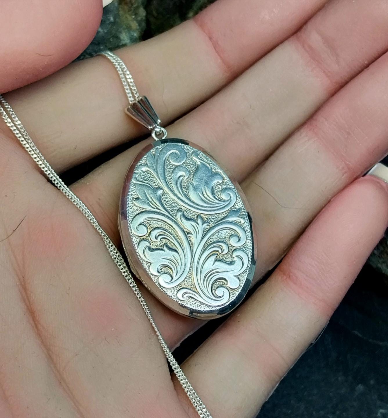 Large Georg Jensen OVAL LOCKET Necklace - with 18" Chain - Sterling Silver - 8.4g