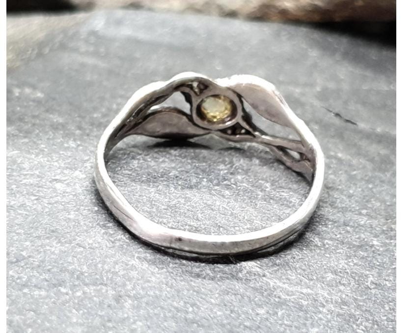 Sterling Silver Fire Opal Ring Tree of Life - uk size M (us 6) - 1.4g