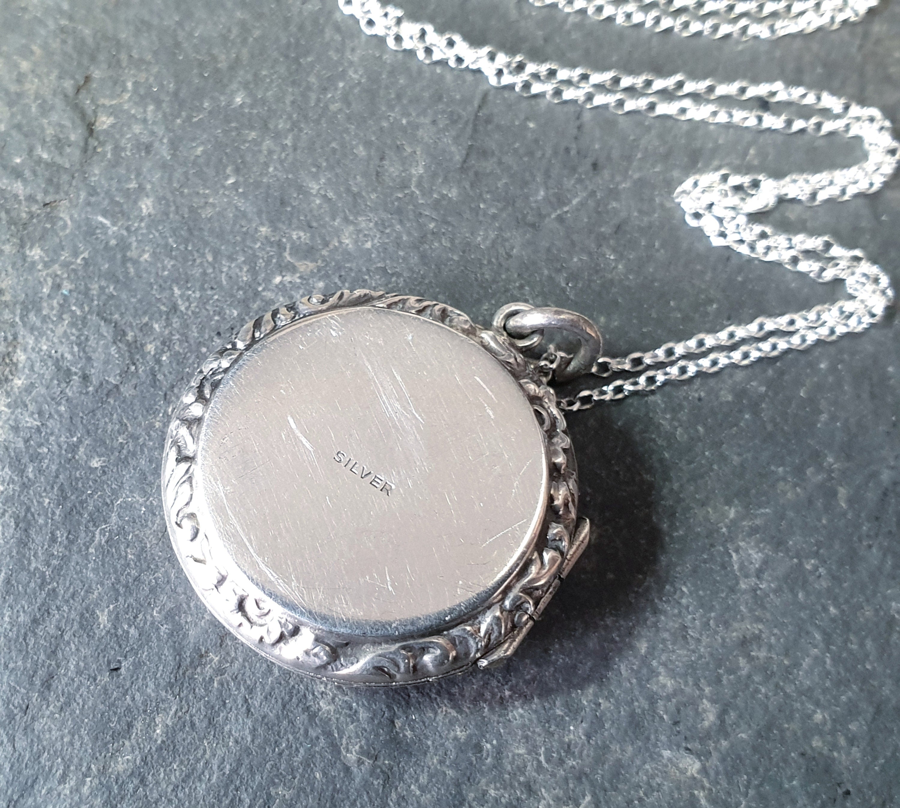 Sunflower Yellow Enamel Guilloché Locket Sterling Silver & 18" chain - 9.8g