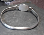 Vintage Sterling SILVER BANGLE Bracelet - with Green Agate Gemstone - 21.8g