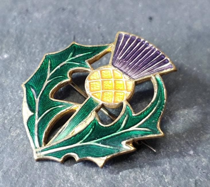 Vintage Enamel Brooch BROOCH - Scottish Thistle - 5.7g