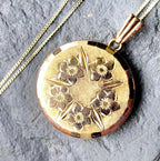 GEORG JENSEN 9ct Gold  Five Flower Locket - with 20" Gold Chain - 8.2g