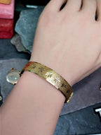 Vintage 9ct Rolled GOLD BANGLE Bracelet Wide with star pattern - 28.7g
