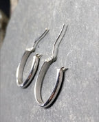 Vintage 9ct White Gold Medium HOOP EARRINGS - 20mm  - 1.2g