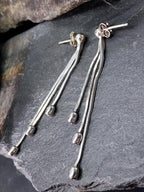 French STERLING SILVER Necklace and Matching Earrings Gift Set - Multi Strand - 10.1g