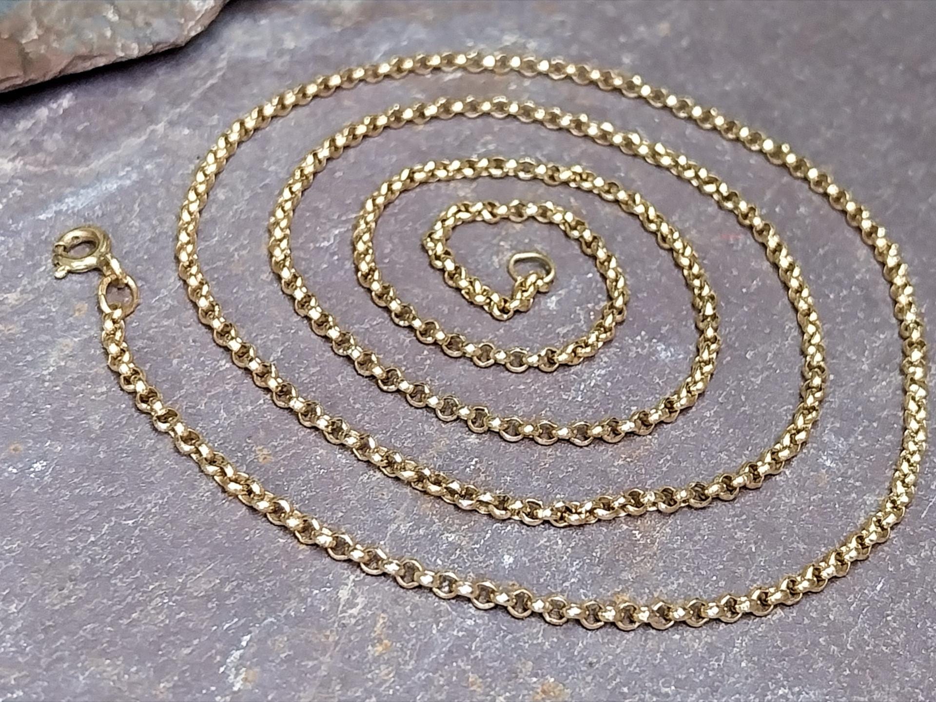 Vintage 9ct GOLD BELCHER Chain Necklace, 23" Long  Hallmarked - 6.8g