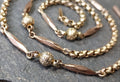 Antique Victorian 9ct GOLD Belcher Chain with Ball Bead and torpedo links 19" - 6.3g