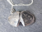 Small Silver HEART Locket Necklace on 18" chain - 3.8g