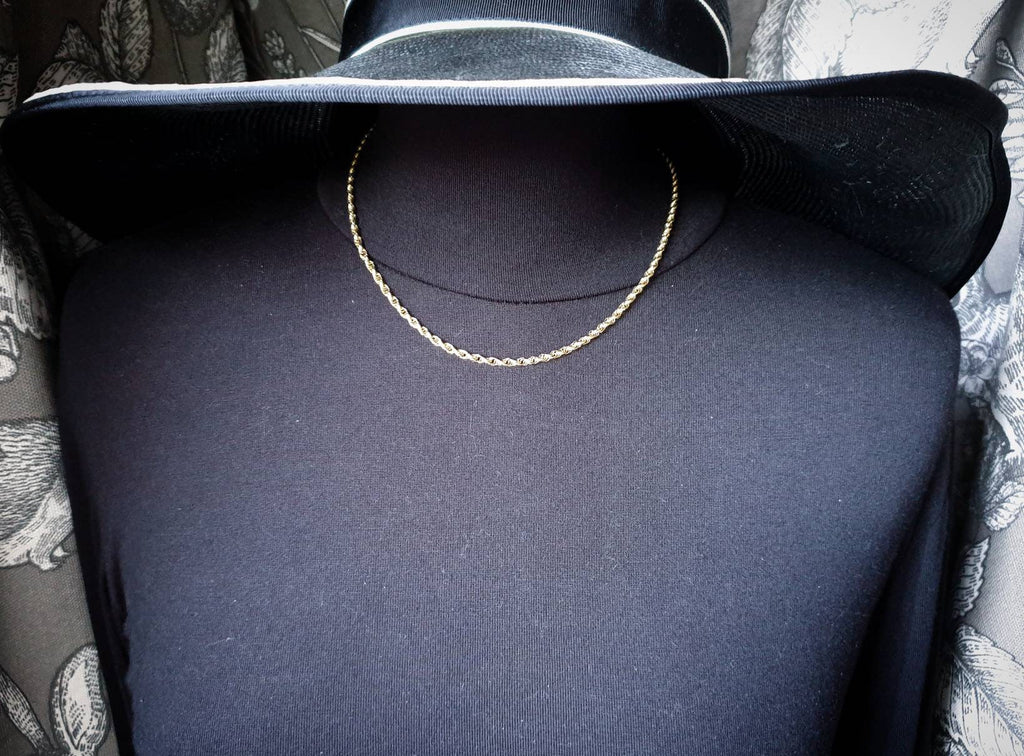 Vintage 9ct GOLD Rolo Belcher Triple Link Chain Necklace, 18" - 6.6g