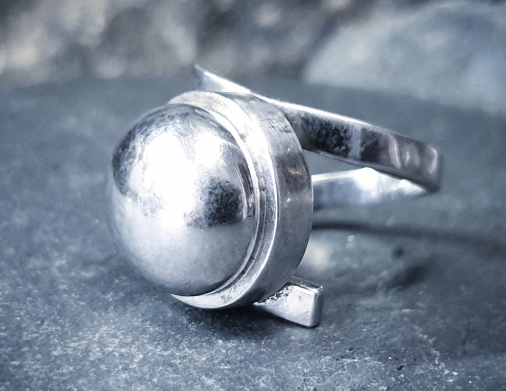 Vintage Modernist Silver Ring - Harold Nielsen? Art Deco - uk size K (Us size 5.5) - 6.5g