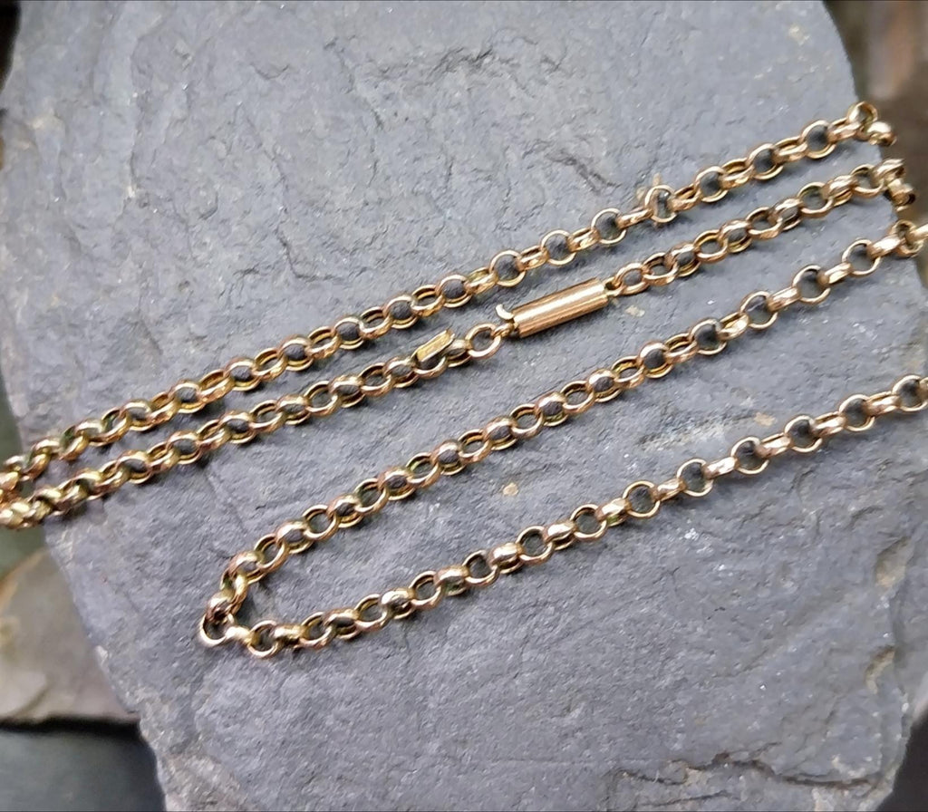 Antique 9ct GOLD BELCHER Chain Necklace with Barrel Clasp - 17.5" - 4.1g