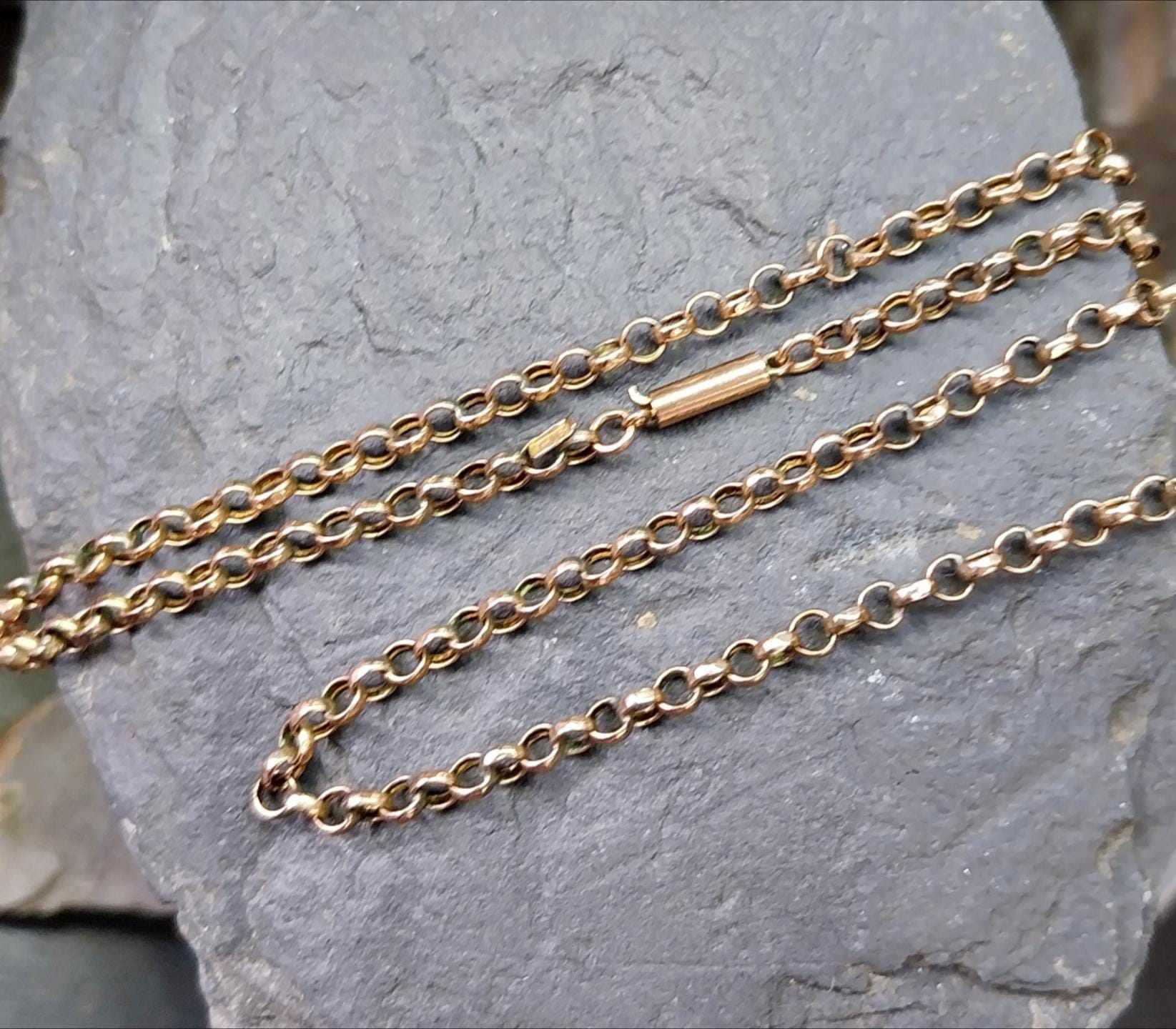 Antique 9ct GOLD BELCHER Chain Necklace with Barrel Clasp - 17.5" - 4.1g
