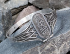Vintage Sterling Silver Ra God ofCreation Bangle Bracelet - Egyptian - 21.7g