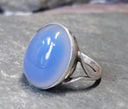 Vintage Sterling Silver Blue MOONSTONE RING - Ethereal - uk size N (6.5) - 3.6g