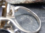 Vintage SILVER RING with Large Smoky Quartz - uk size P (us 7.5) - 5.8g