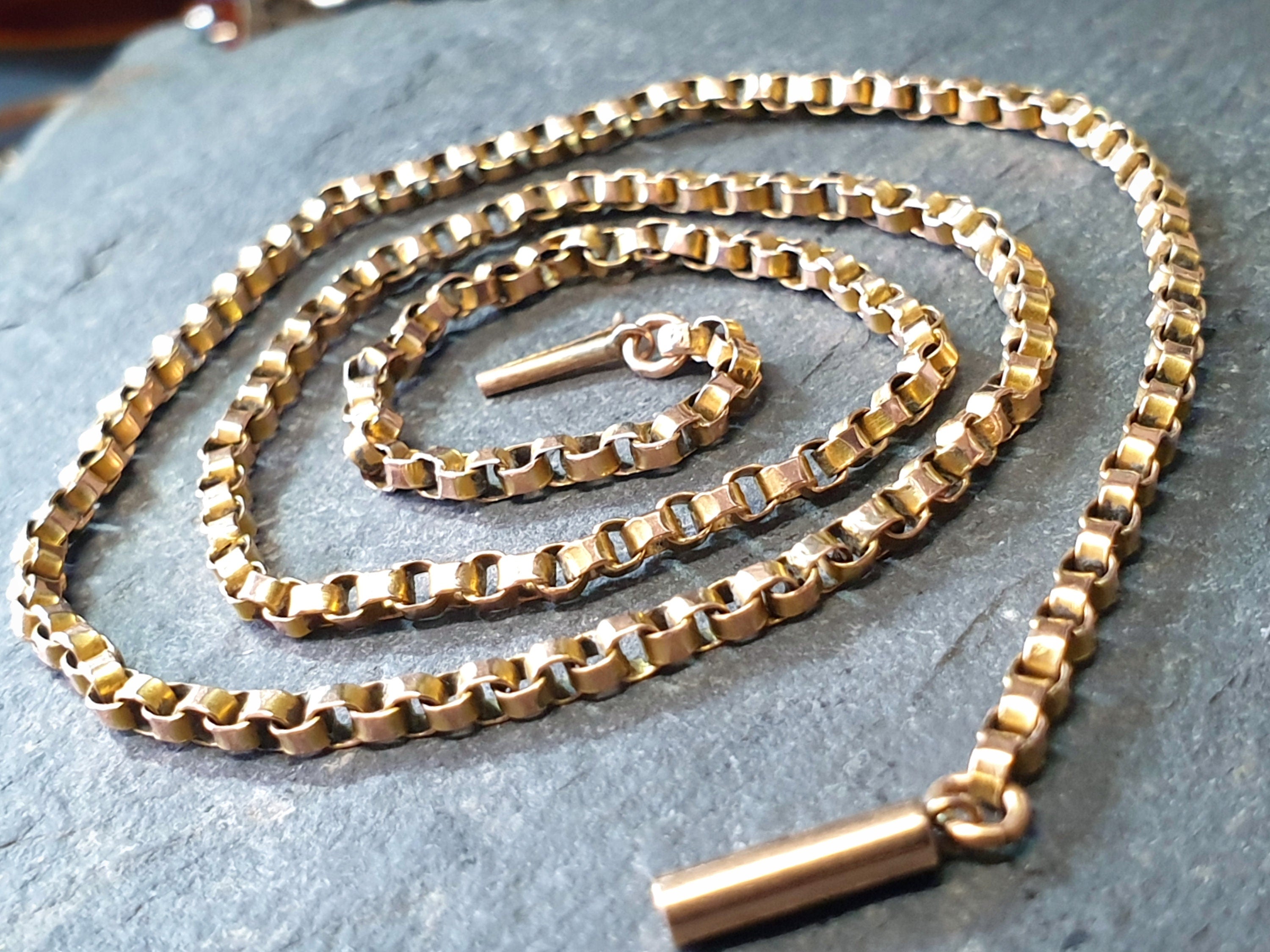 Antique Victorian 9ct GOLD ROLO BELCHER Chain Necklace with Barrel Clasp - 18" - 8.6g