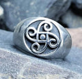 Vintage SILVER CELTIC SPIRAL Signet Ring - Size uk T ( usa 9.5) - 9.3g