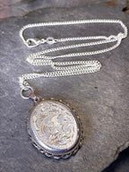 Large Sterling SILVER Oval LOCKET - Double Sided with 20" Chain - 12.1g
