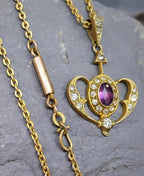 Antique Drop Pendant and Chain Necklace with Barrel Clasp - Rolled Gold - 18" - 6.5g